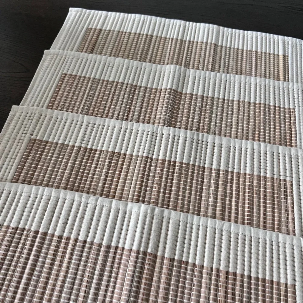 Springmaid Straw Cotton Placemats Set of 4 Natural Tan Rectangular‎ 18